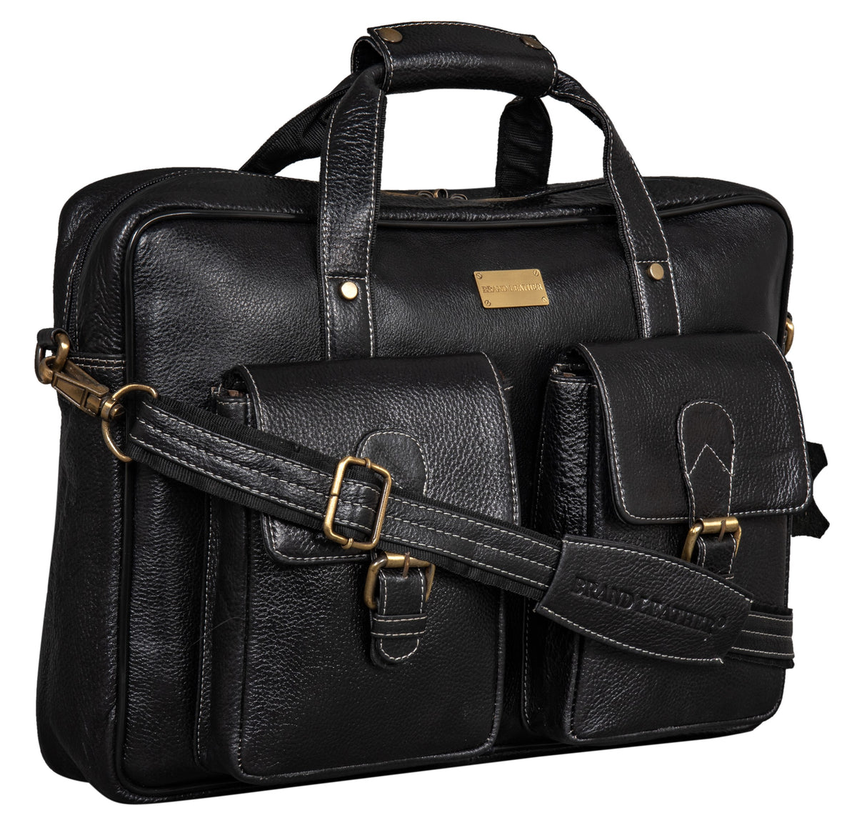 BRAND LEATHER Laptop Bag for Men - Genuine Leather Messenger Bag for Office - Fits up to 16 Inch Laptop -Brown Shoulder Bag with Multiple Compartments - Executive Leather Bag for Work and Travel