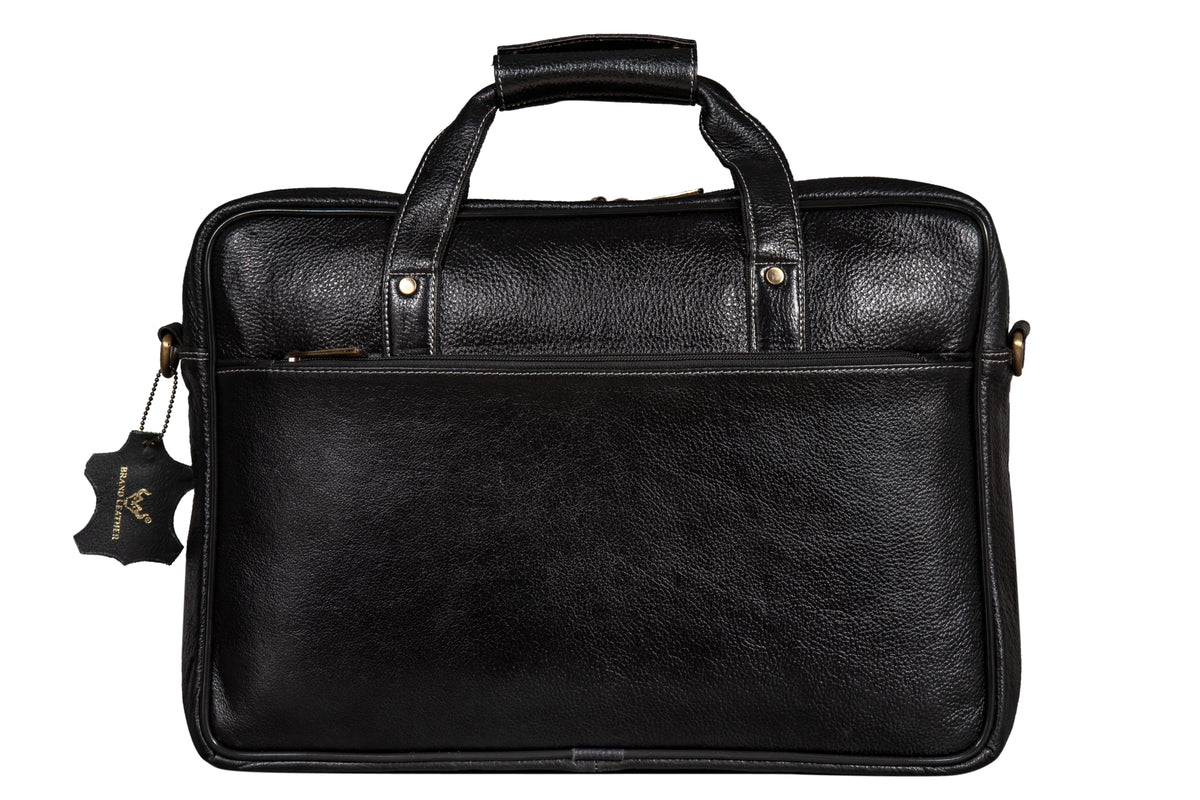 BRAND LEATHER Laptop Bag for Men - Genuine Leather Messenger Bag for Office - Fits up to 16 Inch Laptop -Brown Shoulder Bag with Multiple Compartments - Executive Leather Bag for Work and Travel