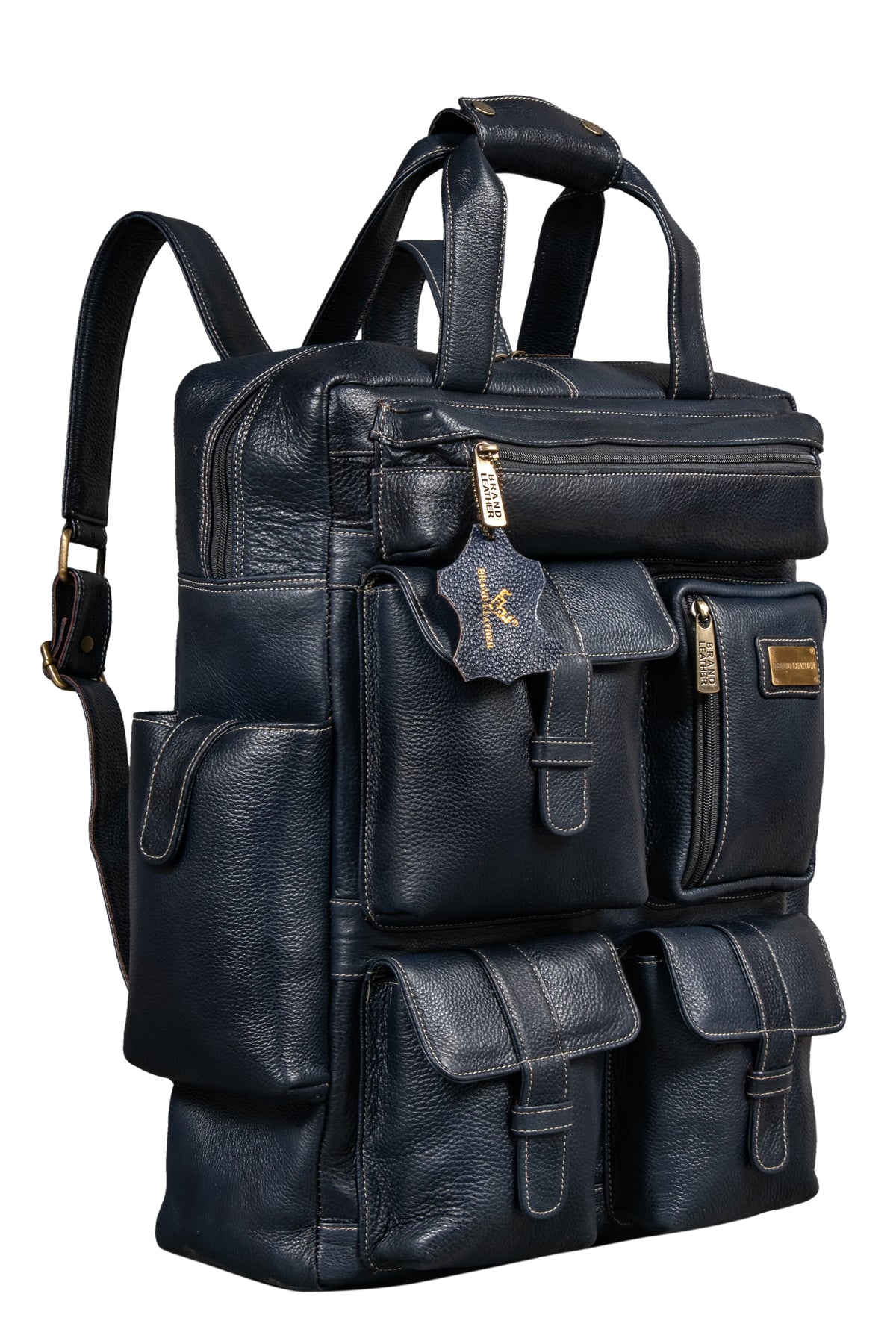 BRAND LEATHER Full Grain Buffalo - Hide Leather Backpack Large Capacity 15/15.6/16/17 Inch Laptop Bag Multi Pockets Travel Daypack