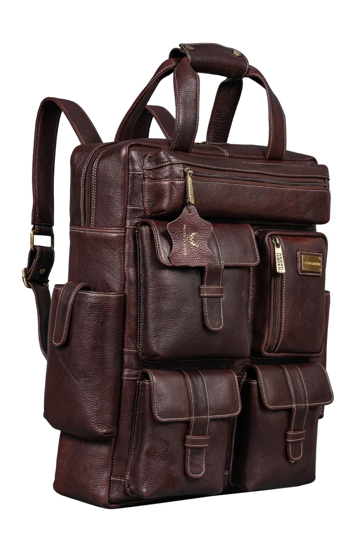 BRAND LEATHER Full Grain Buffalo - Hide Leather Backpack Large Capacity 15/15.6/16/17 Inch Laptop Bag Multi Pockets Travel Daypack