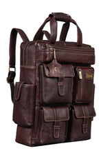 BRAND LEATHER Full Grain Buffalo - Hide Leather Backpack Large Capacity 15/15.6/16/17 Inch Laptop Bag Multi Pockets Travel Daypack