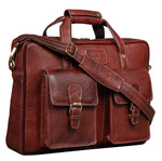 BRAND LEATHER Laptop Bag for Men - Genuine Leather Messenger Bag for Office - Fits up to 16 Inch Laptop -Brown Shoulder Bag with Multiple Compartments - Executive Leather Bag for Work and Travel