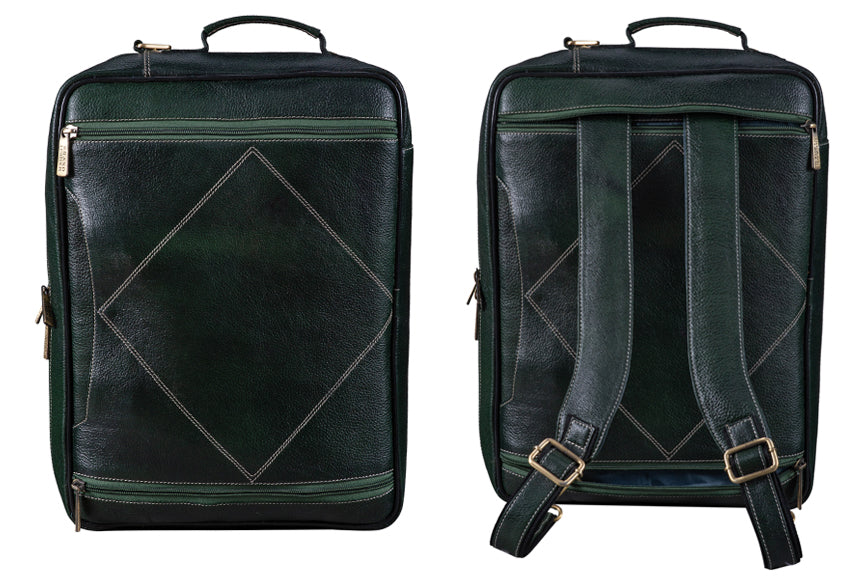 Genuine Leather Convertible Backpack 16" Laptop Messenger Bag Multi-Functional Business Briefcase for Men