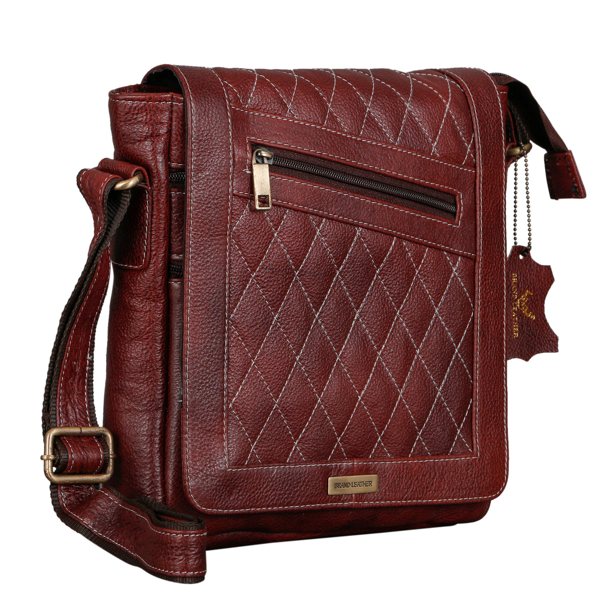 BRAND LEATHER Genuine Leather Cross Body Sling Bag For Unisex