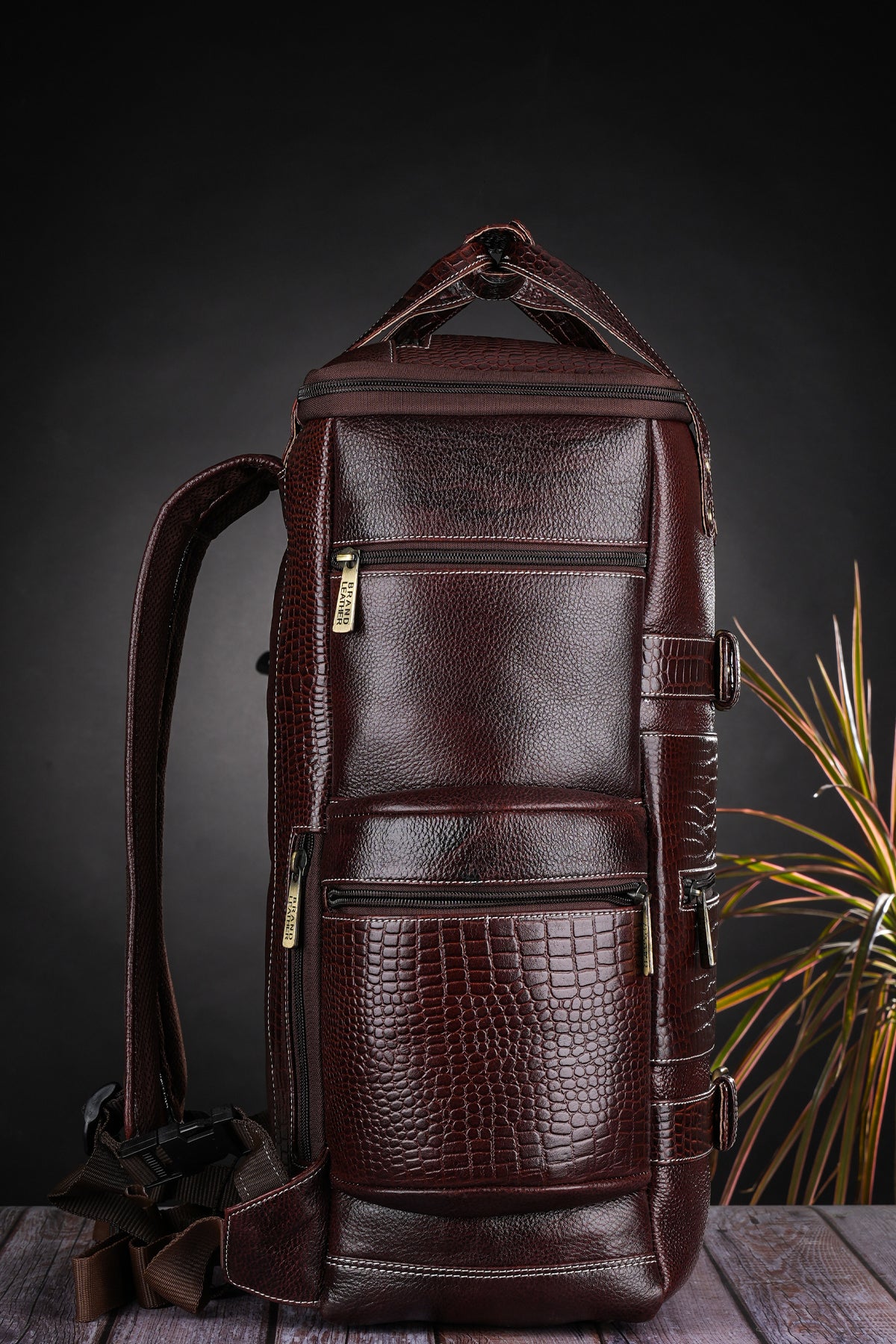 BRAND LEATHER Full Grain Buffalo - Hide Leather Backpack Large Capacity 15/15.6/16/17 Inch Laptop Bag Multi Pockets Travel Daypack