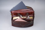 Men's Solid Full Grain Cowhide Leather Large 16 Inch Laptop Briefcase Messenger Bag