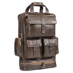 BRAND LEATHER Full Grain Buffalo - Hide Leather Backpack Large Capacity 15/15.6/16/17 Inch Laptop Bag Multi Pockets Travel Daypack