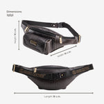 BRAND LEATHER Genuine Leather Stylish Waist Bag Elegant Style Travel Pouch Passport Holder with Adjustable