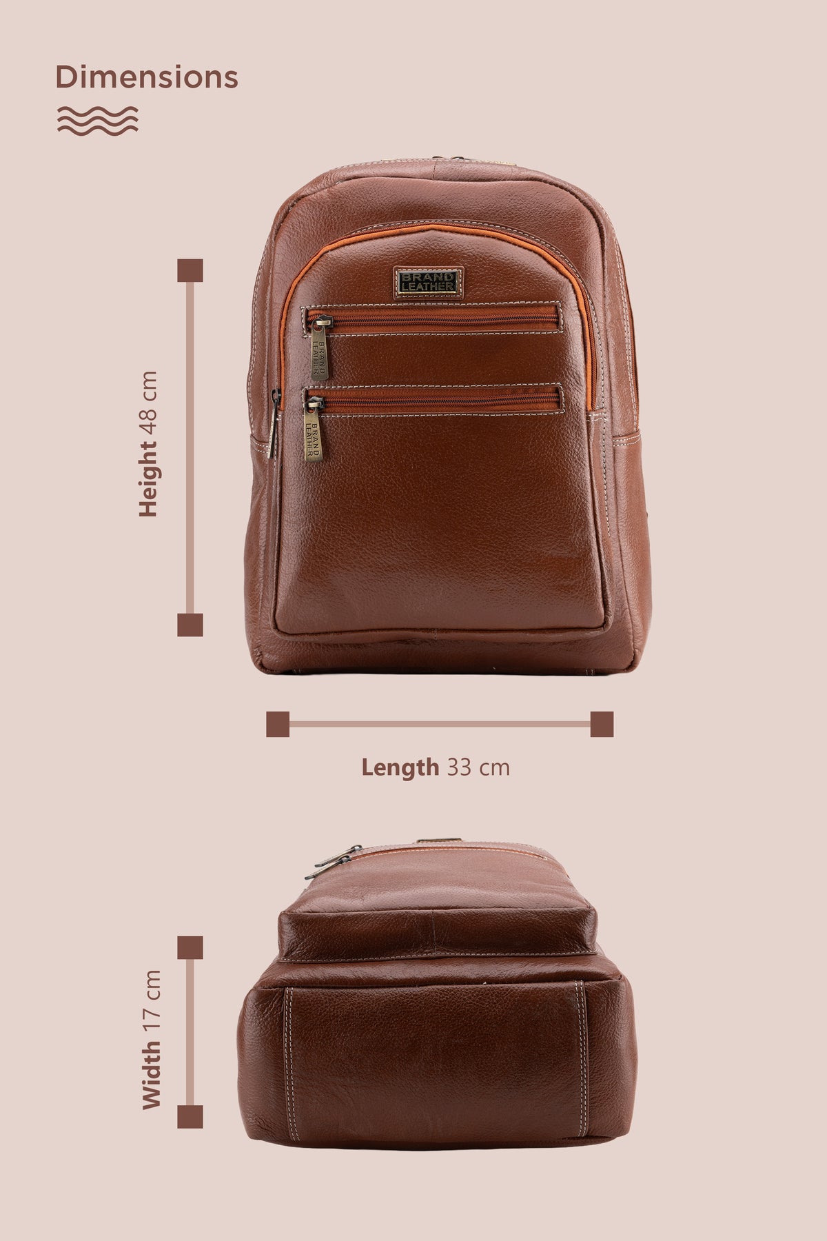 BRAND LEATHER Genuine Leather 14, 15.6 Inch Laptop Backpack For Use Office|Travel|Scahool|College Unisex