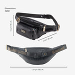 BRAND LEATHER Genuine Leather Stylish Waist Bag Elegant Style Travel Pouch Passport Holder with Adjustable