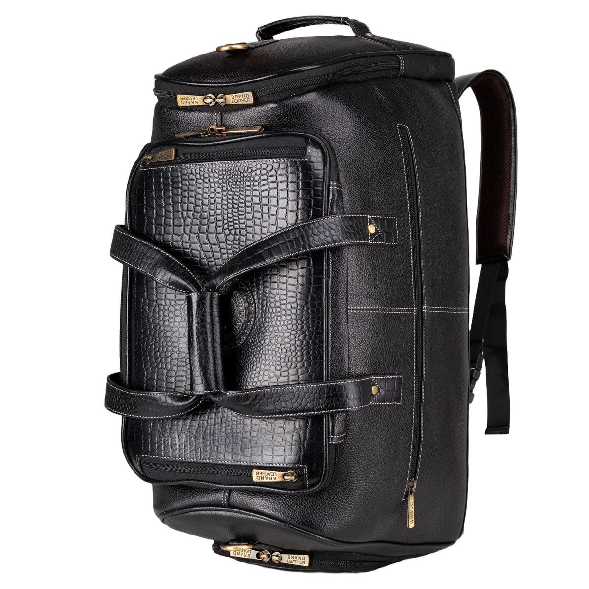 BRAND LEATHER Genuine Leather High Capacity Travel Backpack Cum Duffel Bag