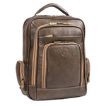 BRAND LEATHER Men's Full Grain Cow Hide Leather 17 Inch Laptop Backpack Large Capacity Weekender Overnight Camping Travel Rucksack