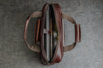 BRAND LEATHER Laptop Bag for Men - Genuine Leather Messenger Bag for Office - Fits up to 13 Inch Laptop -Brown Shoulder Bag