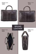 BRAND LEATHER Laptop Bag for Men - Genuine Leather Office Bag with Multiple Compartments Fits 14/15.6/16 Inch Laptop Bag - Messenger and Shoulder Bag for Travel - Water Resistant