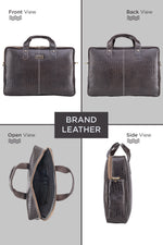 BRAND LEATHER Laptop Bag for Men - Genuine Leather Office Bag with Multiple Compartments Fits 14/15.6/16 Inch Laptop Bag - Messenger and Shoulder Bag for Travel - Water Resistant