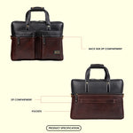 BRAND LEATHER Genuine Leather Laptop Bag for Men - Office Bag - Fits Up to 16-inch Laptop/MacBook - Shoulder Bag/Hand Bag - Laptop Messenger Bag with Trolley Straps - 1 Year Warranty