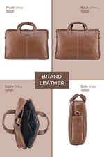BRAND LEATHER Laptop Bag for Men - Genuine Leather Office Bag with Multiple Compartments Fits 14/15.6/16 Inch Laptop Bag - Messenger and Shoulder Bag for Travel - Water Resistant