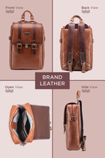 BRAND LEATHER Genuine Leather 14, 15.6 Inch Laptop Backpack For Use Office|Travel|Scahool|College Unisex