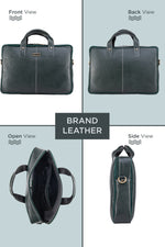 BRAND LEATHER Laptop Bag for Men - Genuine Leather Office Bag with Multiple Compartments Fits 14/15.6/16 Inch Laptop Bag - Messenger and Shoulder Bag for Travel - Water Resistant