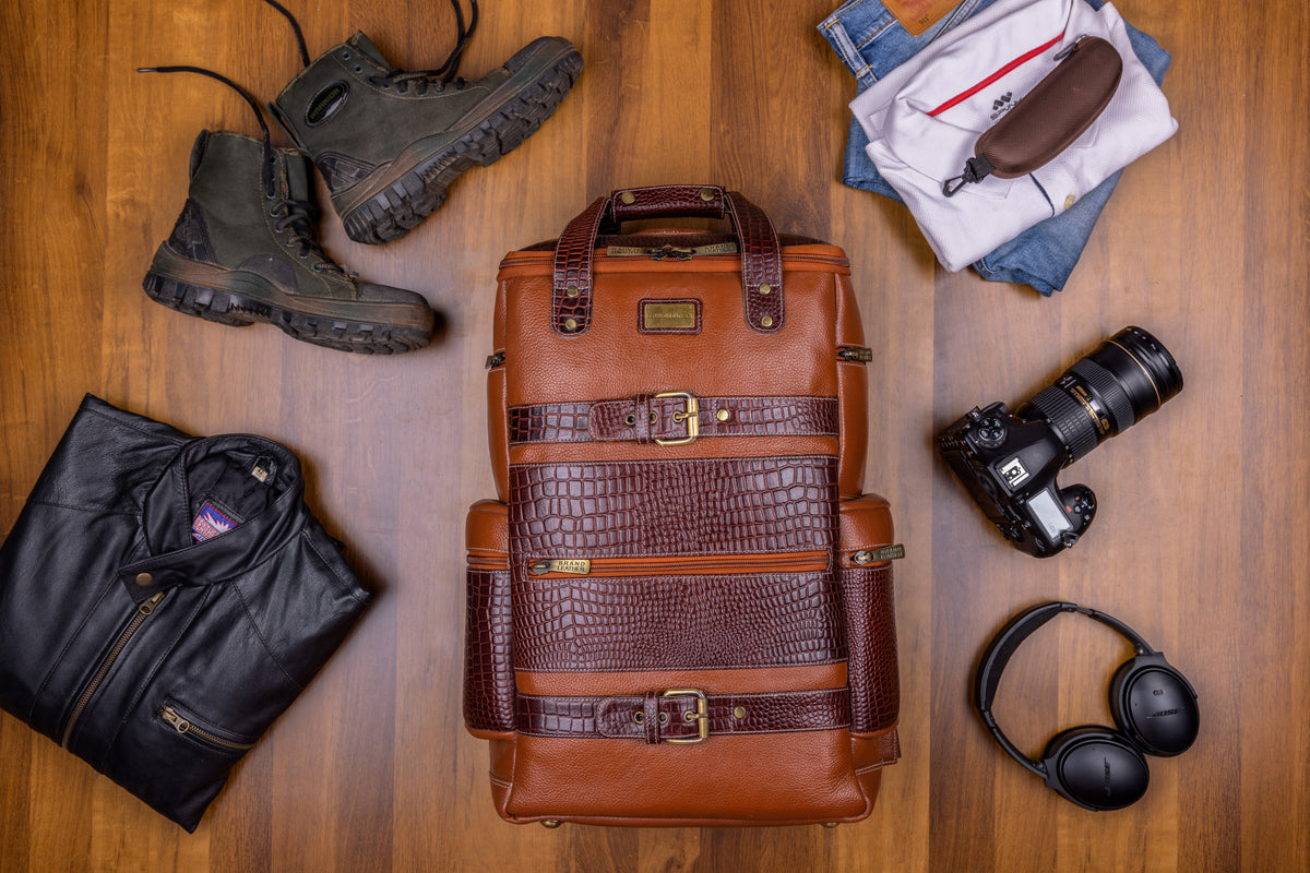 BRAND LEATHER Full Grain Buffalo - Hide Leather Backpack Large Capacity 15/15.6/16/17 Inch Laptop Bag Multi Pockets Travel Daypack