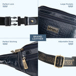 BRAND LEATHER Genuine Leather Stylish Waist Bag Elegant Style Travel Pouch Passport Holder with Adjustable Strap Unisex