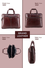 BRAND LEATHER Laptop Bag for Men - Genuine Leather Office Bag with Multiple Compartments Fits 14/15.6/16 Inch Laptop Bag - Messenger and Shoulder Bag for Travel - Water Resistant