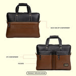 BRAND LEATHER Genuine Leather Laptop Bag for Men - Office Bag - Fits Up to 16-inch Laptop/MacBook - Shoulder Bag/Hand Bag - Laptop Messenger Bag with Trolley Straps - 1 Year Warranty