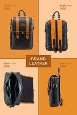 BRAND LEATHER Genuine Leather 14, 15.6 Inch Laptop Backpack For Use Office|Travel|Scahool|College Unisex