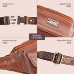 BRAND LEATHER Genuine Leather Stylish Waist Bag Elegant Style Travel Pouch Passport Holder with Adjustable