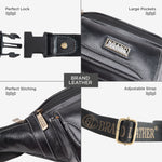 BRAND LEATHER Genuine Leather Stylish Waist Bag Elegant Style Travel Pouch Passport Holder with Adjustable