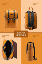 BRAND LEATHER Genuine Leather 14, 15.6 Inch Laptop Backpack For Use Office|Travel|Scahool|College Unisex