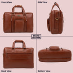 Laptop Bag for Men - Genuine Leather Messenger Bag for Office - Fits up to 16 Inch Laptop -Brown Shoulder Bag with Multiple Compartments - Executive Leather Bag for Work and Travel