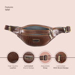BRAND LEATHER Genuine Leather Stylish Waist Bag Elegant Style Travel Pouch Passport Holder with Adjustable Strap Unisex