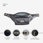 BRAND LEATHER Genuine Leather Stylish Waist Bag Elegant Style Travel Pouch Passport Holder with Adjustable
