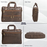 Laptop Bag for Men - Genuine Leather Messenger Bag for Office - Fits up to 16 Inch Laptop -Brown Shoulder Bag with Multiple Compartments - Executive Leather Bag for Work and Travel