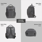 BRAND LEATHER Men's Full Grain Cow Hide Leather 17 Inch Laptop Backpack Large Capacity Weekender Overnight Camping Travel Rucksack