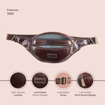 BRAND LEATHER Genuine Leather Stylish Waist Bag Elegant Style Travel Pouch Passport Holder with Adjustable Strap Unisex