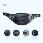 BRAND LEATHER Genuine Leather Stylish Waist Bag Elegant Style Travel Pouch Passport Holder with Adjustable Strap Unisex