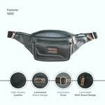 BRAND LEATHER Genuine Leather Stylish Waist Bag Elegant Style Travel Pouch Passport Holder with Adjustable