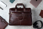 Men's Solid Full Grain Cowhide Leather Large 16 Inch Laptop Briefcase Messenger Bag
