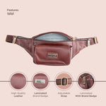BRAND LEATHER Genuine Leather Stylish Waist Bag Elegant Style Travel Pouch Passport Holder with Adjustable