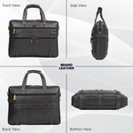 BRAND LEATHER Laptop Bag for Men - Genuine Leather Messenger Bag for Office - Fits up to 16 Inch Laptop -Brown Shoulder Bag with Multiple Compartments - Executive Leather Bag for Work and Travel