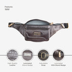 BRAND LEATHER Genuine Leather Stylish Waist Bag Elegant Style Travel Pouch Passport Holder with Adjustable