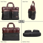 BRAND LEATHER Genuine Leather Laptop Bag for Men - Office Bag - Fits Up to 16-inch Laptop/MacBook - Shoulder Bag/Hand Bag - Laptop Messenger Bag with Trolley Straps - 1 Year Warranty
