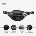 BRAND LEATHER Genuine Leather Stylish Waist Bag Elegant Style Travel Pouch Passport Holder with Adjustable Strap Unisex