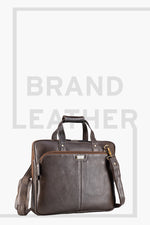 BRAND LEATHER Laptop Bag for Men - Genuine Leather Office Bag with Multiple Compartments Fits 14/15.6/16 Inch Laptop Bag - Messenger and Shoulder Bag for Travel - Water Resistant