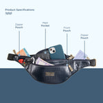 BRAND LEATHER Genuine Leather Stylish Waist Bag Elegant Style Travel Pouch Passport Holder with Adjustable Strap Unisex