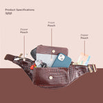 BRAND LEATHER Genuine Leather Stylish Waist Bag Elegant Style Travel Pouch Passport Holder with Adjustable