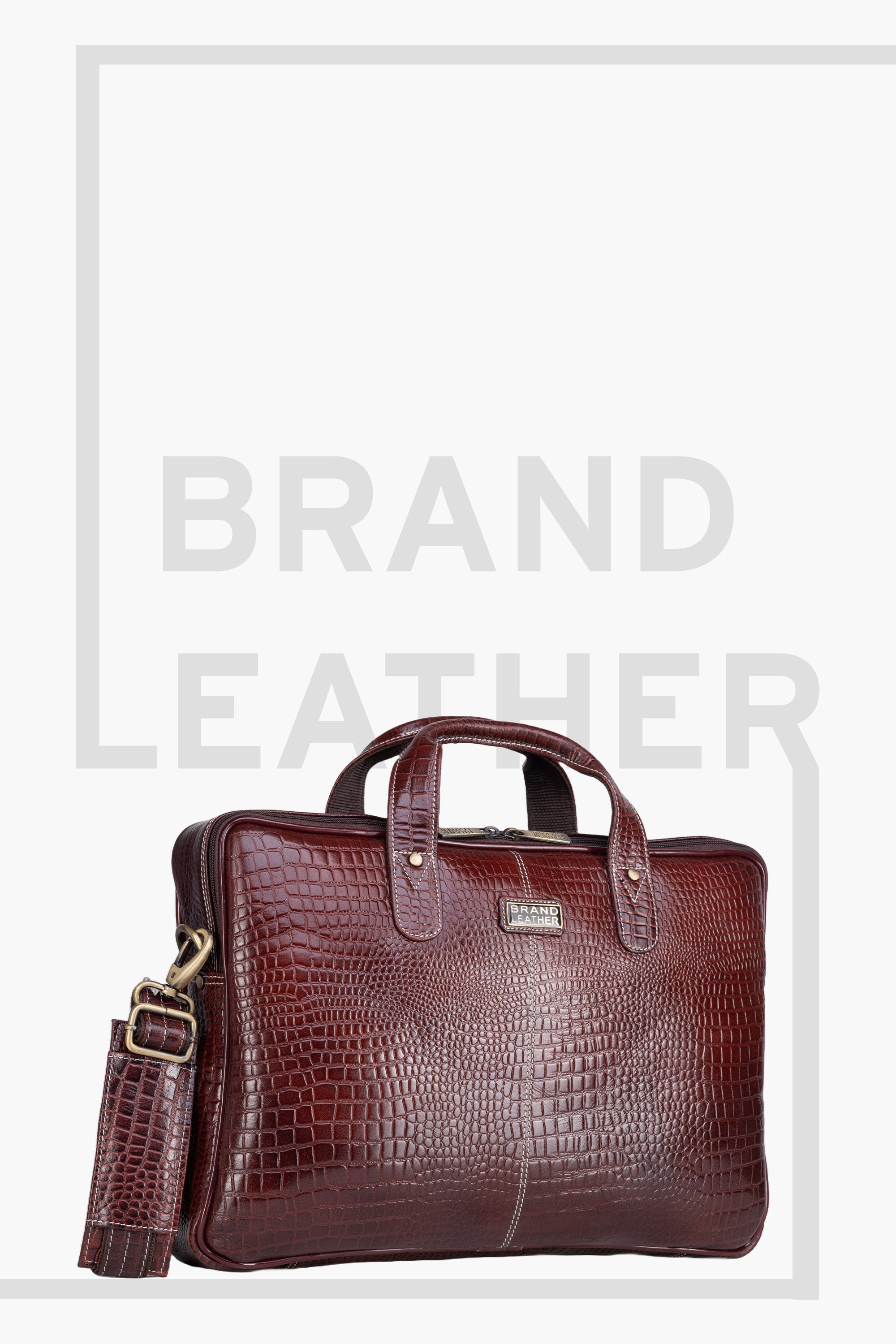 BRAND LEATHER Laptop Bag for Men Genuine Leather Office Bag with Mul