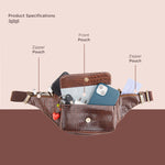 BRAND LEATHER Genuine Leather Stylish Waist Bag Elegant Style Travel Pouch Passport Holder with Adjustable